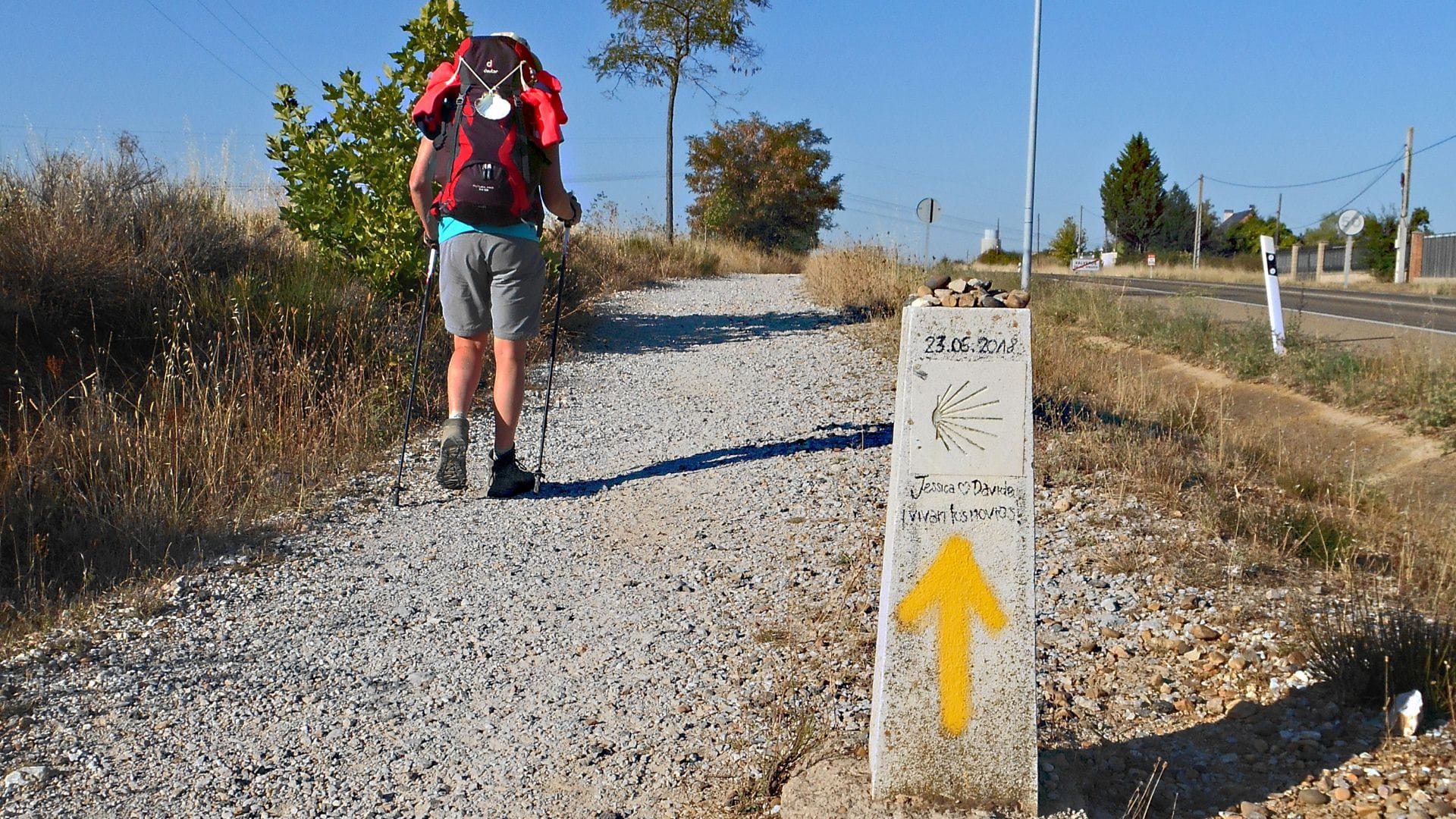 pilgrim walking the camino de santiago trail